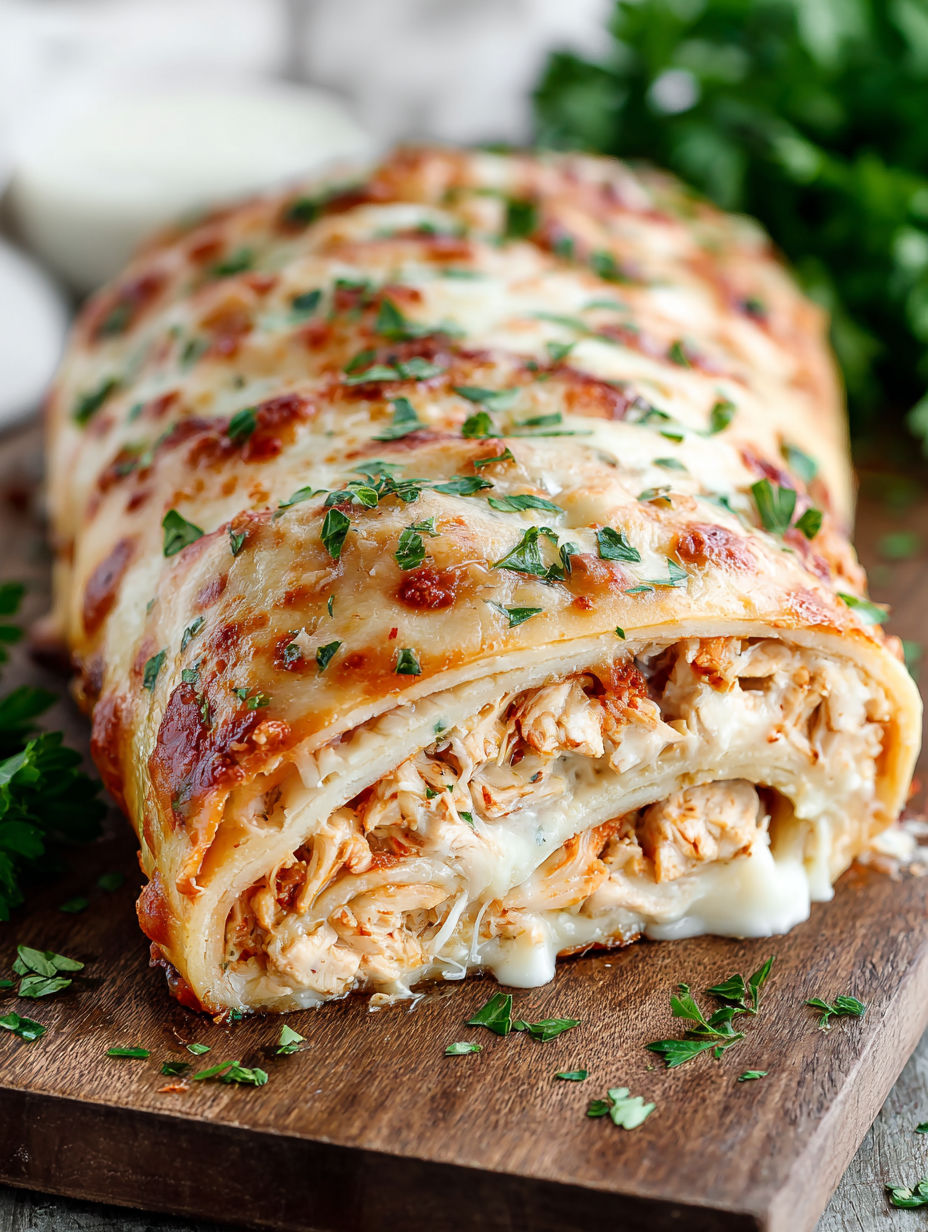 A delicious chicken cordon bleu stromboli recipe.