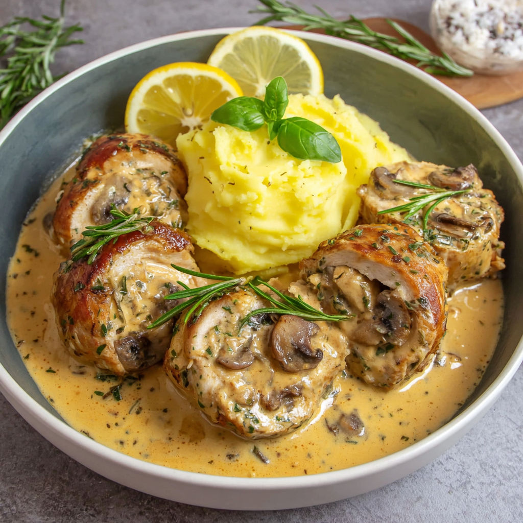 A plate of food with meat and potatoes.