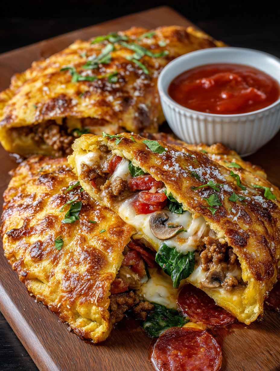 A delicious high-protein keto calzone.