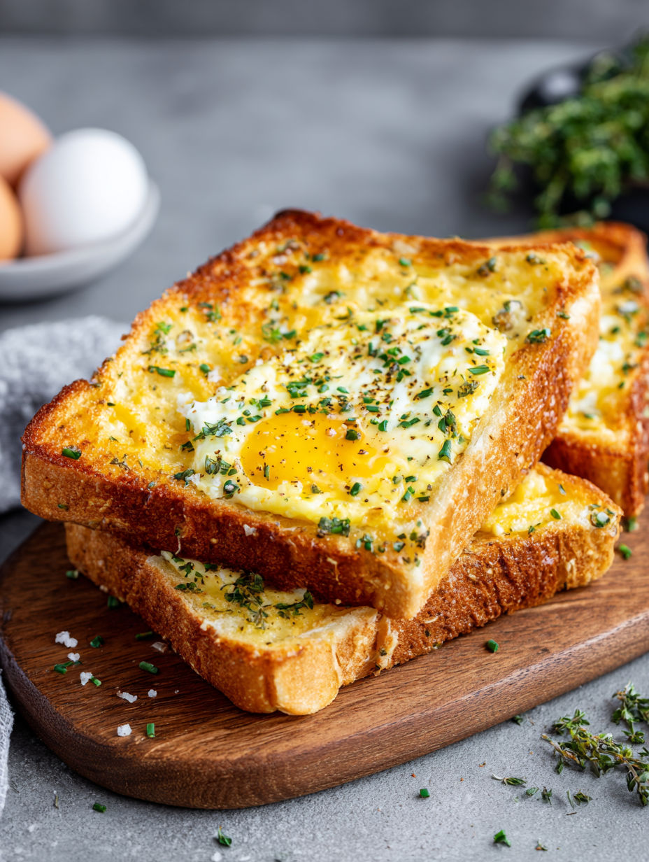 Toast with egg and cheese.