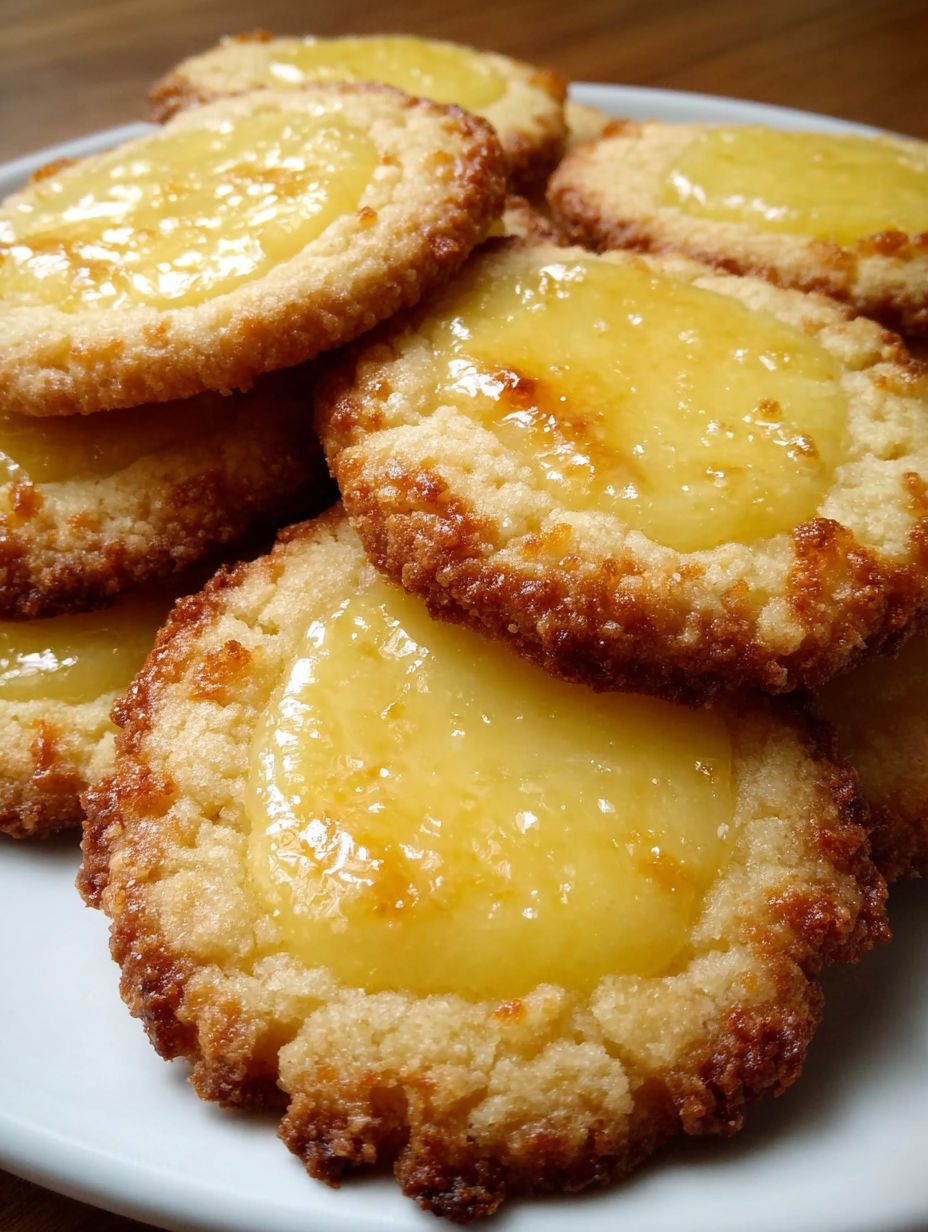 A stack of cookies with a yellow filling.