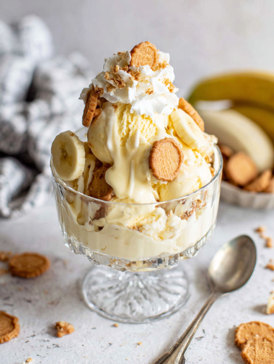 A glass of banana pudding ice cream.