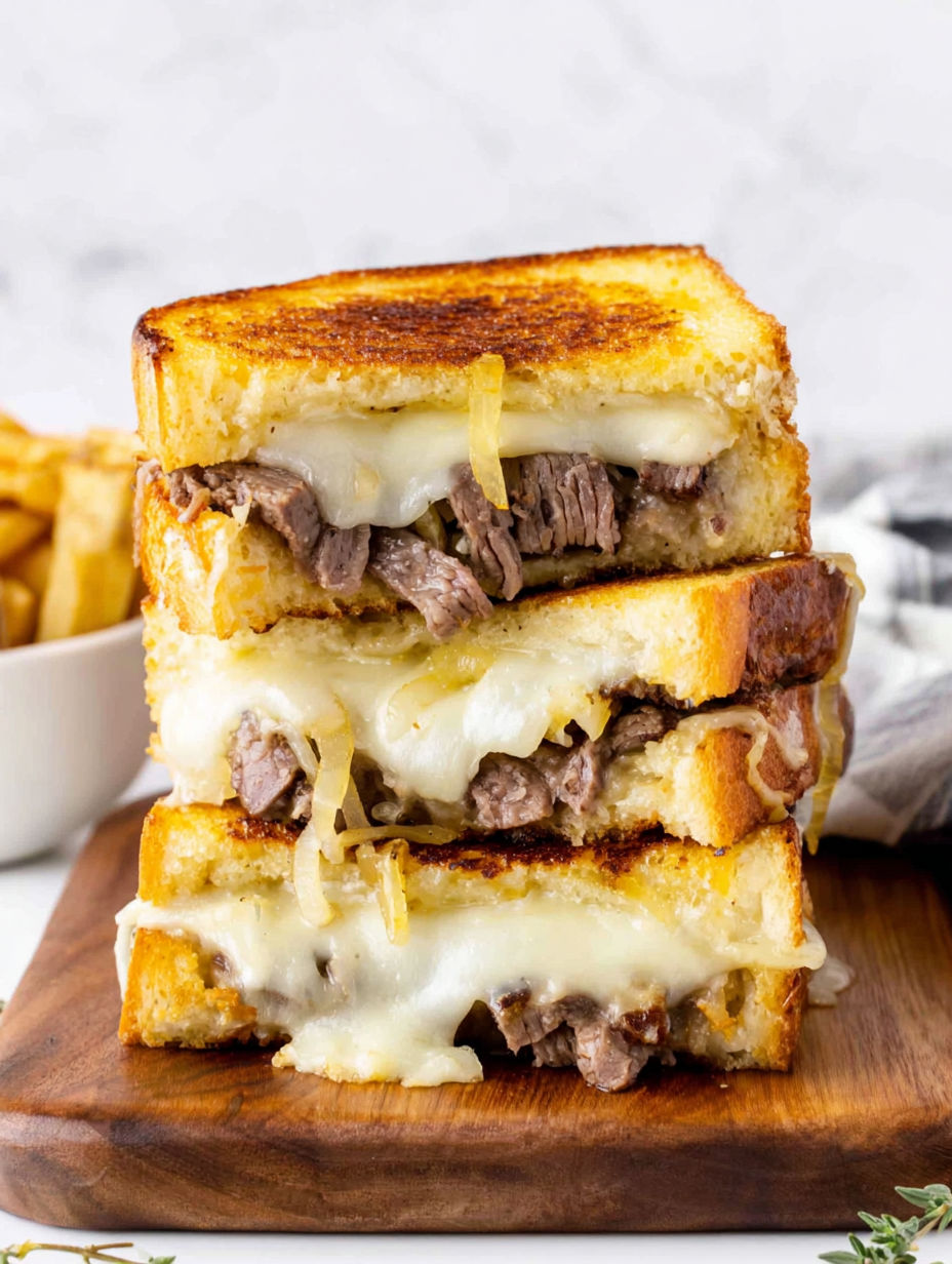 A stack of grilled cheese sandwiches.