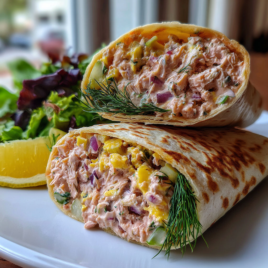 A wrap with meat and vegetables on a plate.