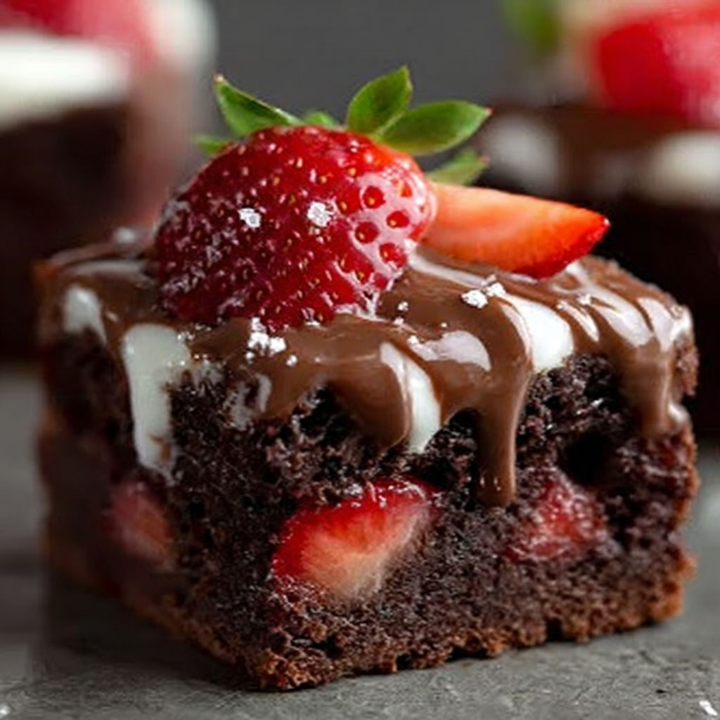 A chocolate covered strawberry brownie.