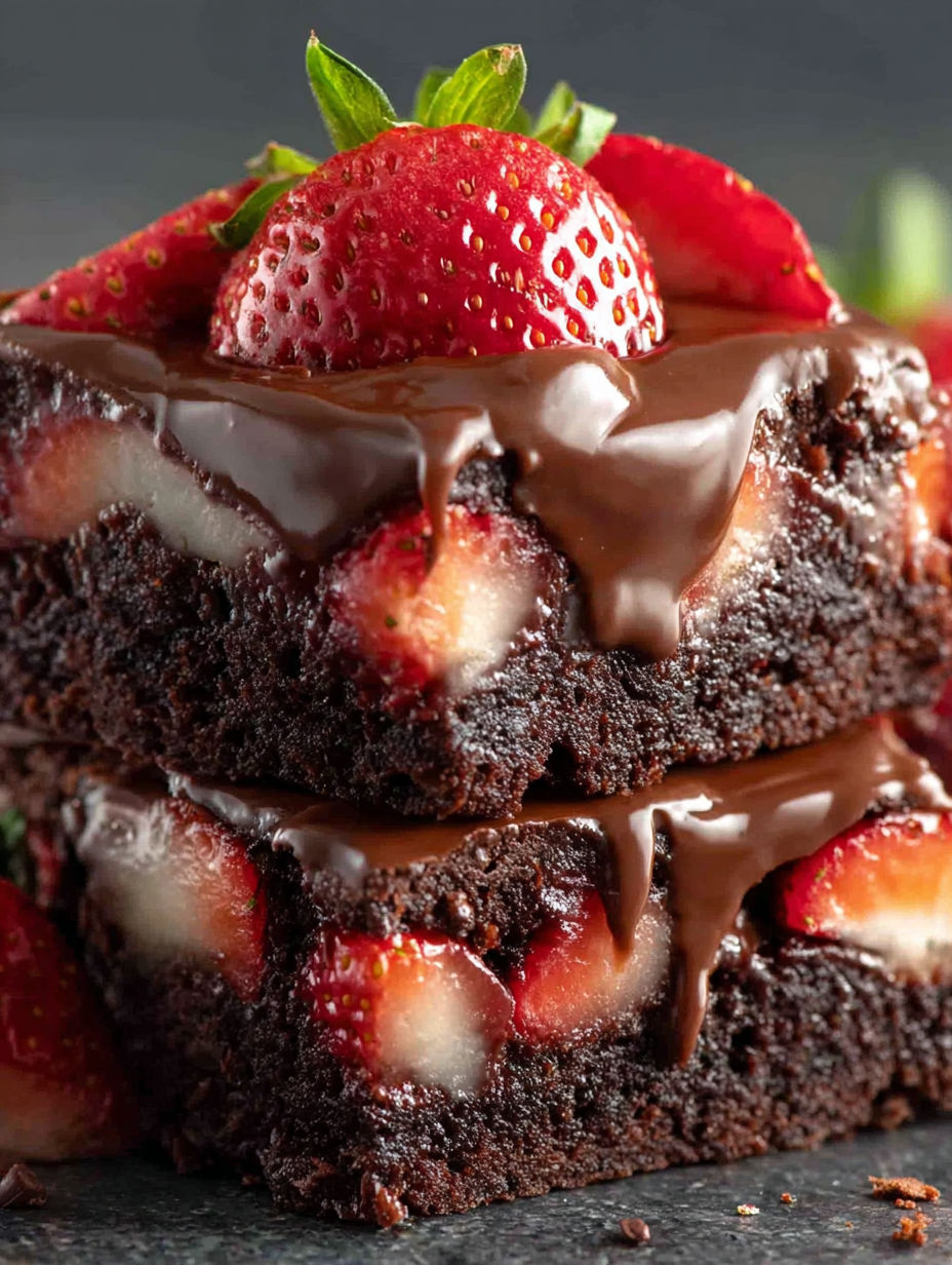 A chocolate cake with strawberries on top.
