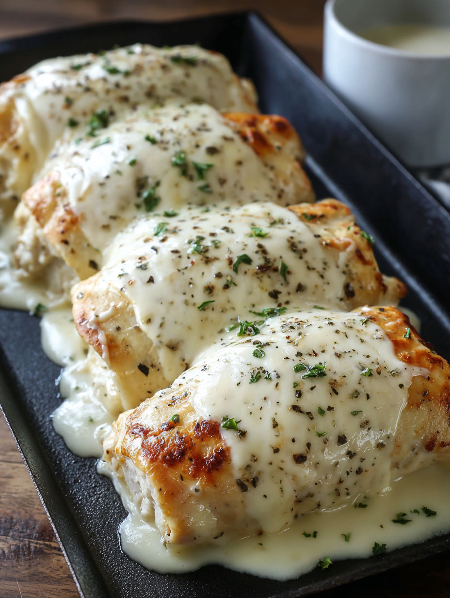 Chicken Alfredo Roll-Ups That Stretch with Cheese.