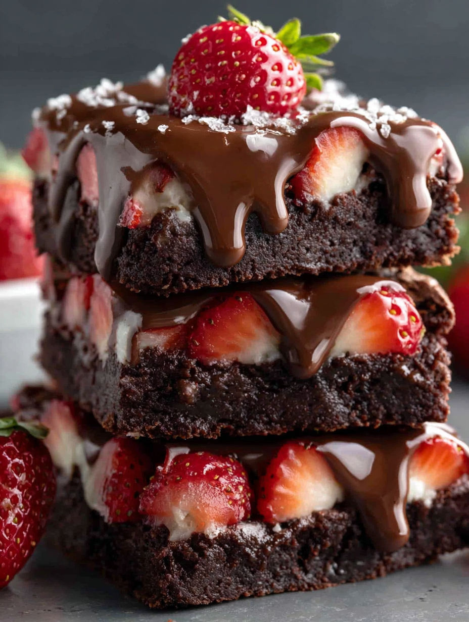 A chocolate cake with strawberries on top.
