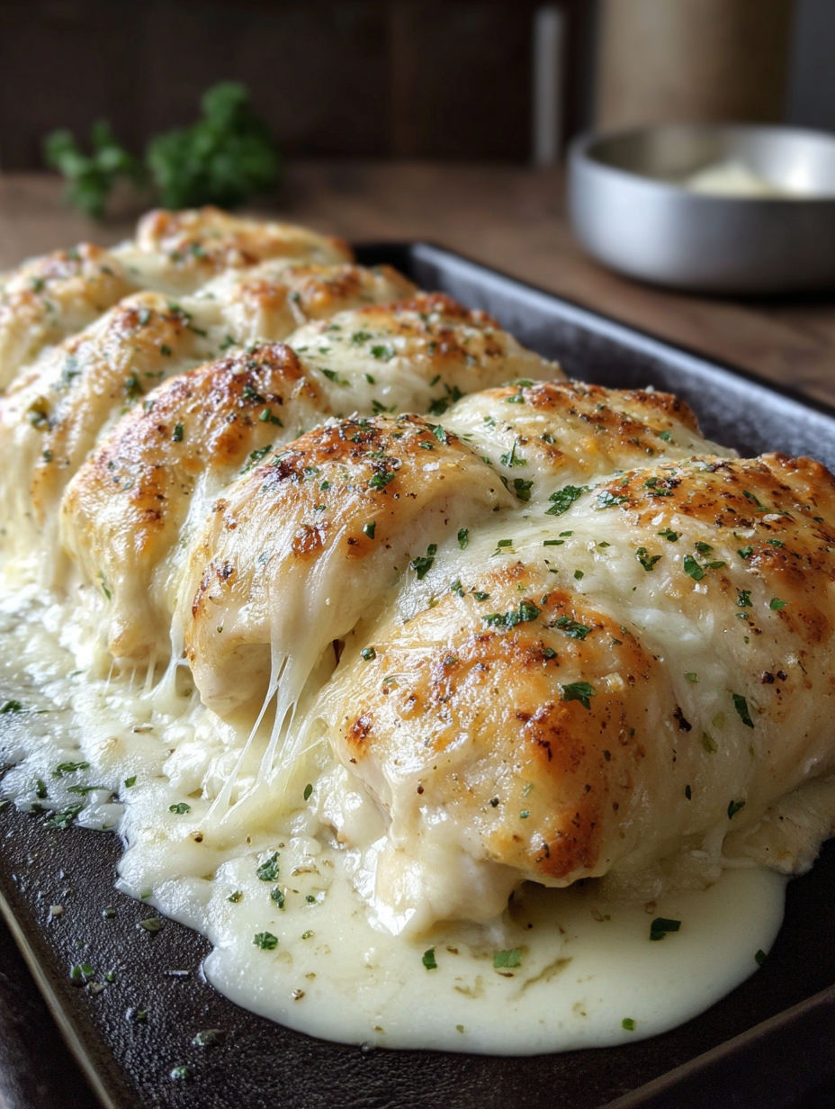 A delicious chicken Alfredo roll-up.