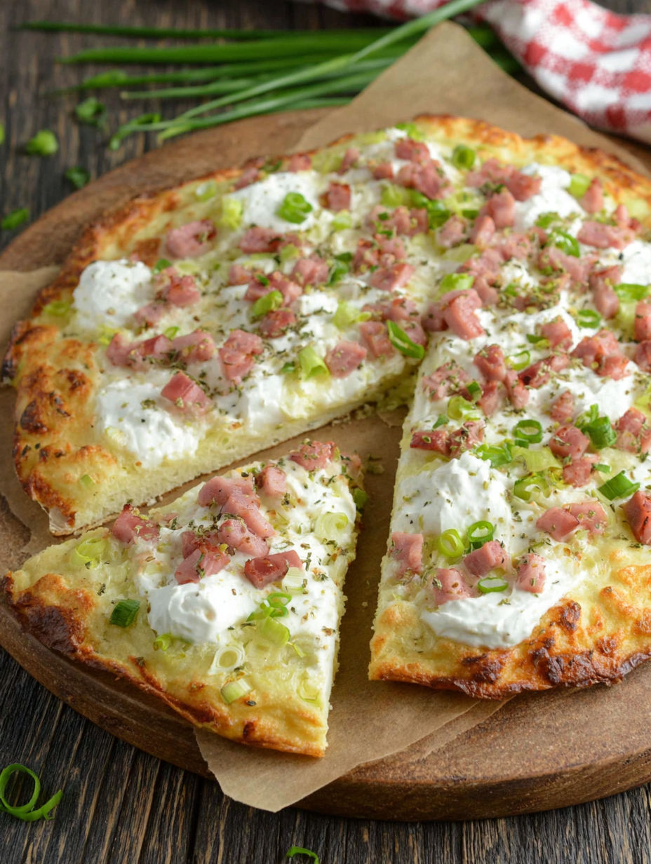 A slice of pizza with meat and vegetables.