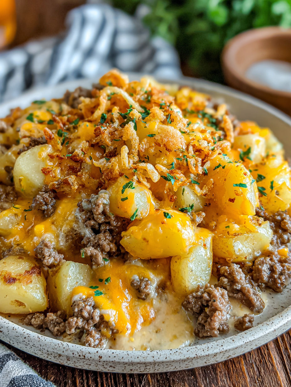 A delicious looking meal of potatoes and meat.