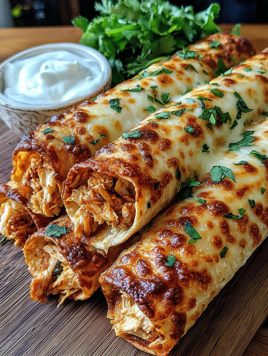 A plate of spicy hatch chili chicken taquitos.