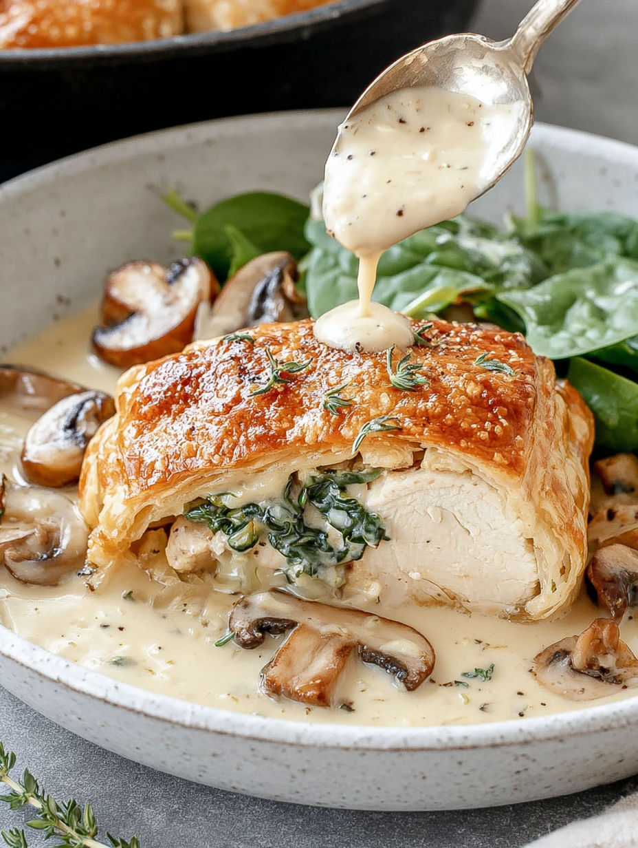 A bowl of food with a spoon in it.