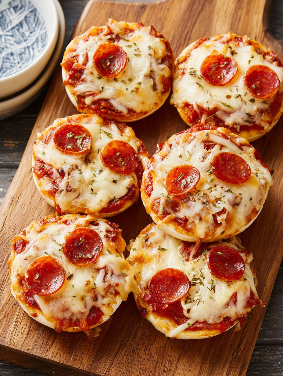 A plate of pepperoni pizza muffins.