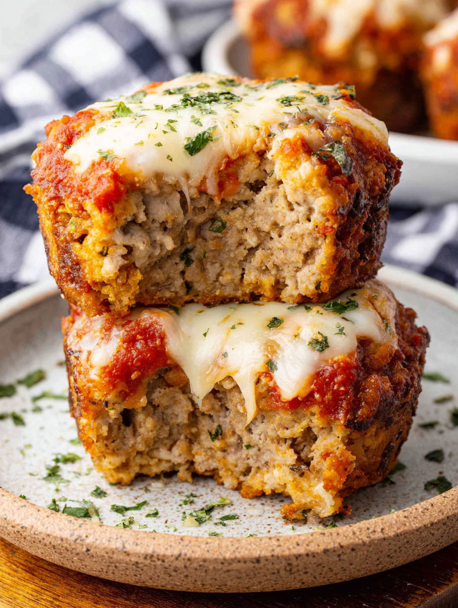 Two mouthwatering ground turkey meatloaf muffins.