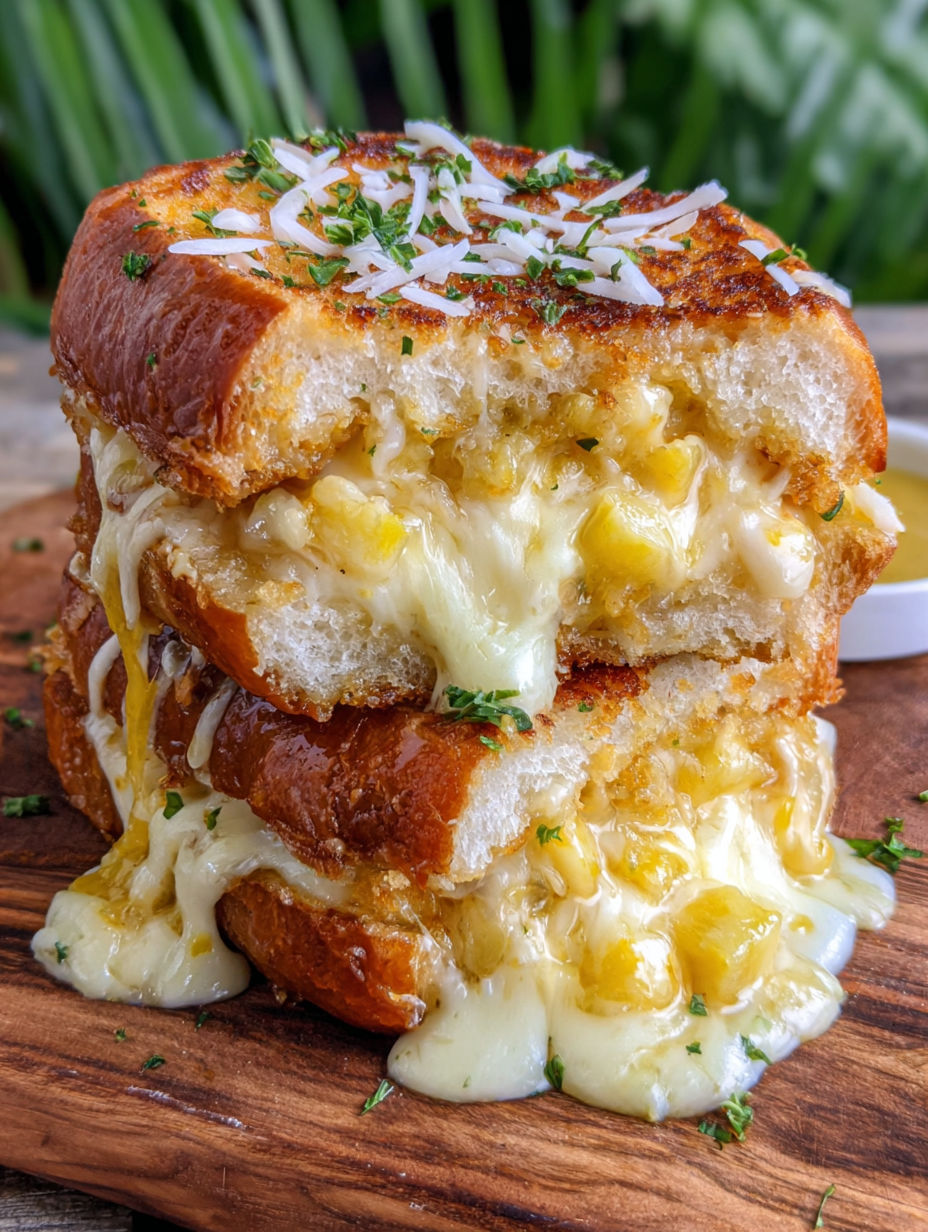 A stack of grilled cheese sandwiches.