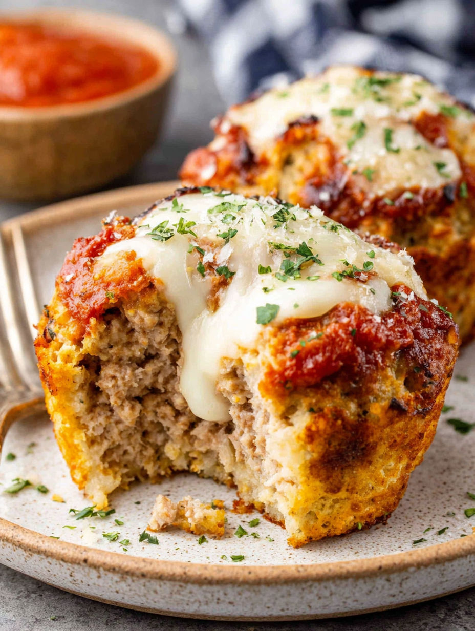 A plate of meatloaf muffins with cheese on top.