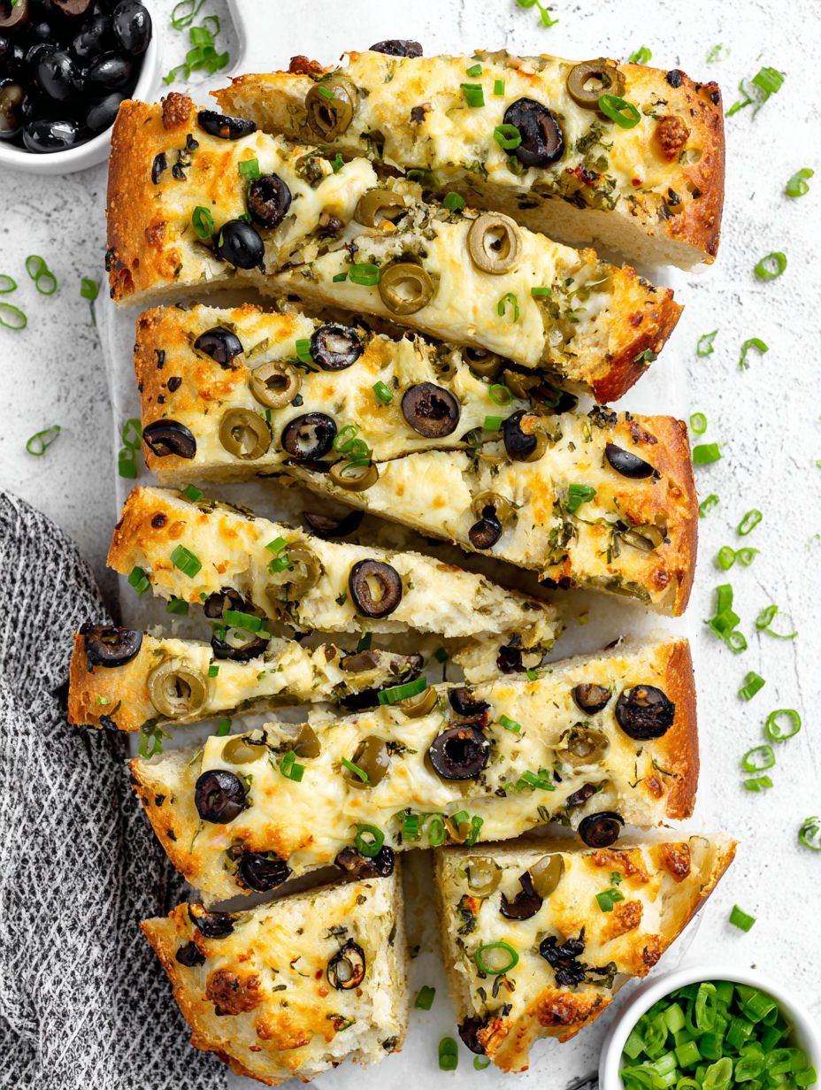 A slice of pizza with olives and cheese.