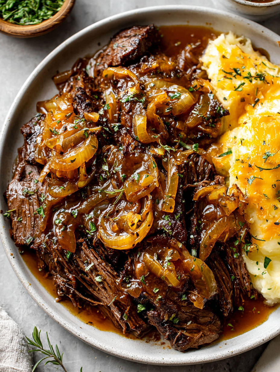 A delicious French Onion Beef Pot Roast.