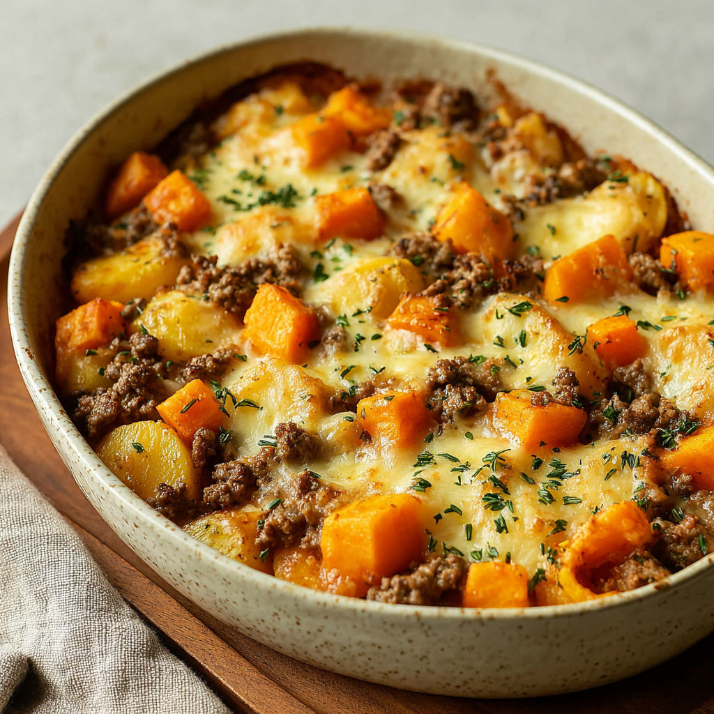 A dish of meat and vegetables.