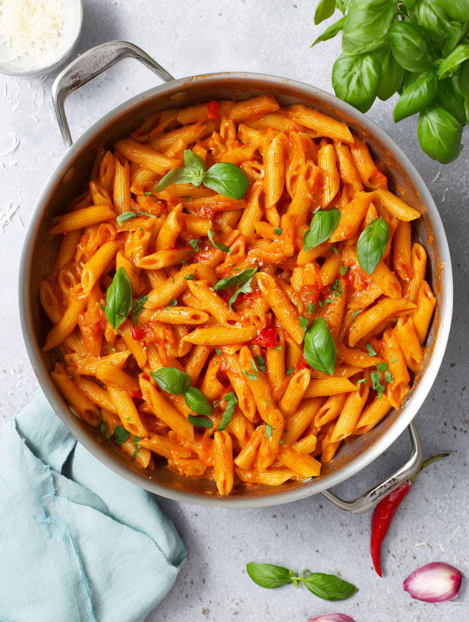 A bowl of pasta with vegetables.