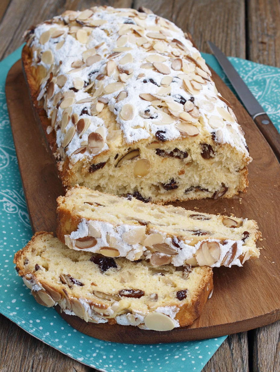 A slice of cake with white icing and nuts.