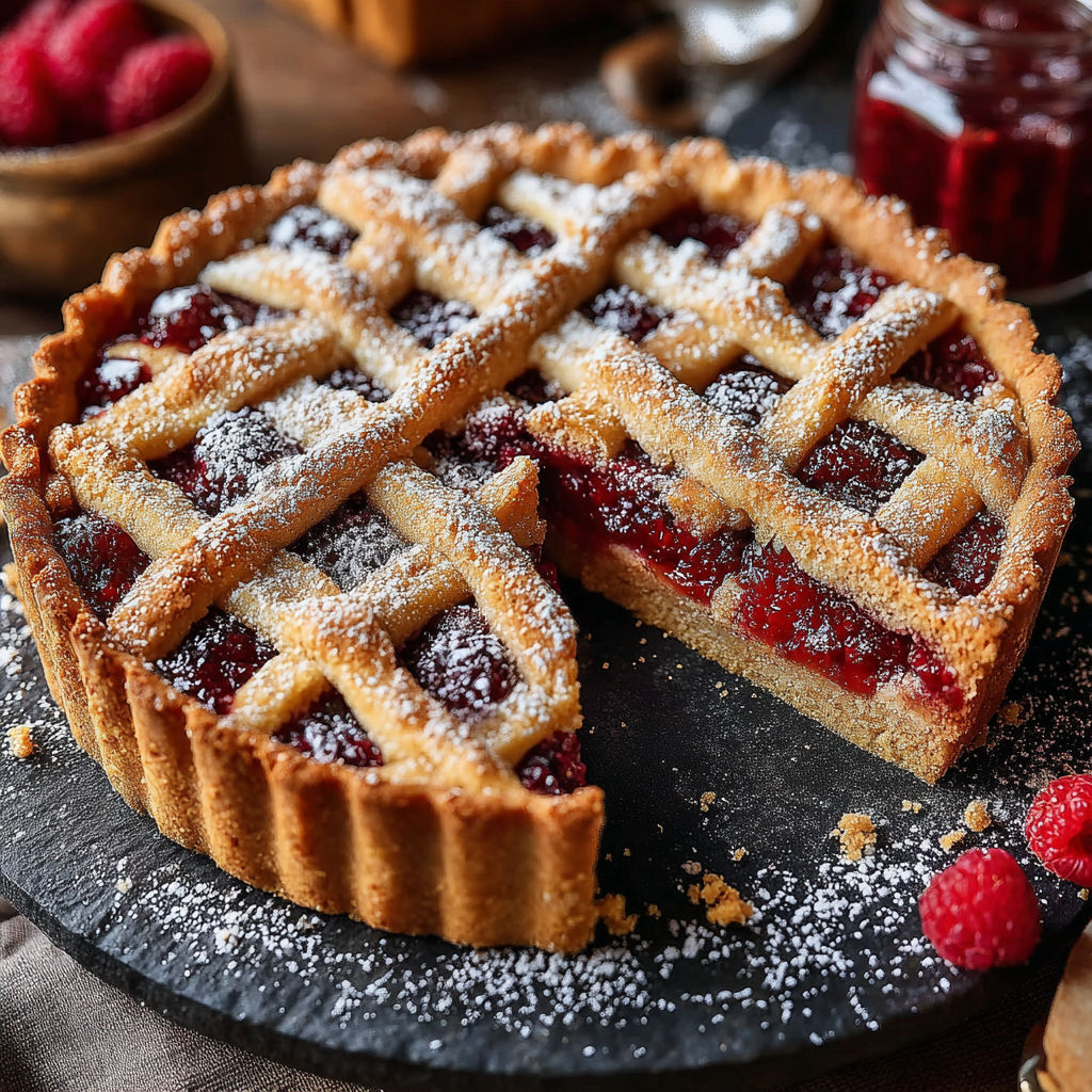 A slice of pie with a raspberry on top.