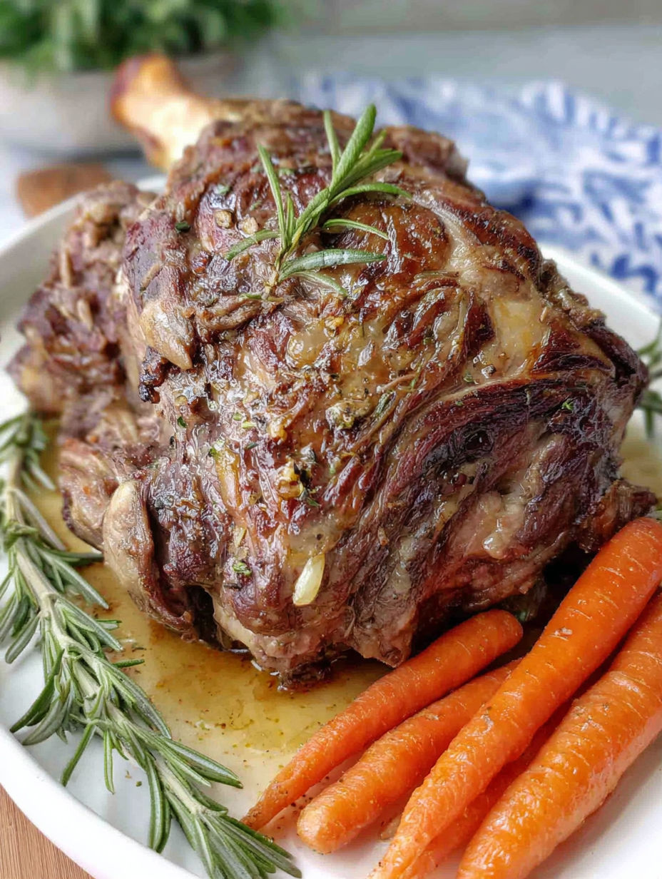 A roast with carrots and herbs.