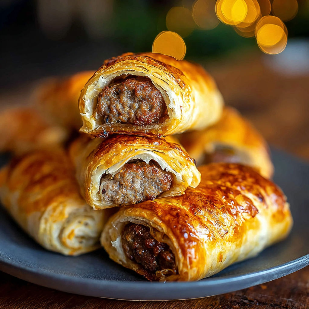 A plate of sausage wrapped in pastry.