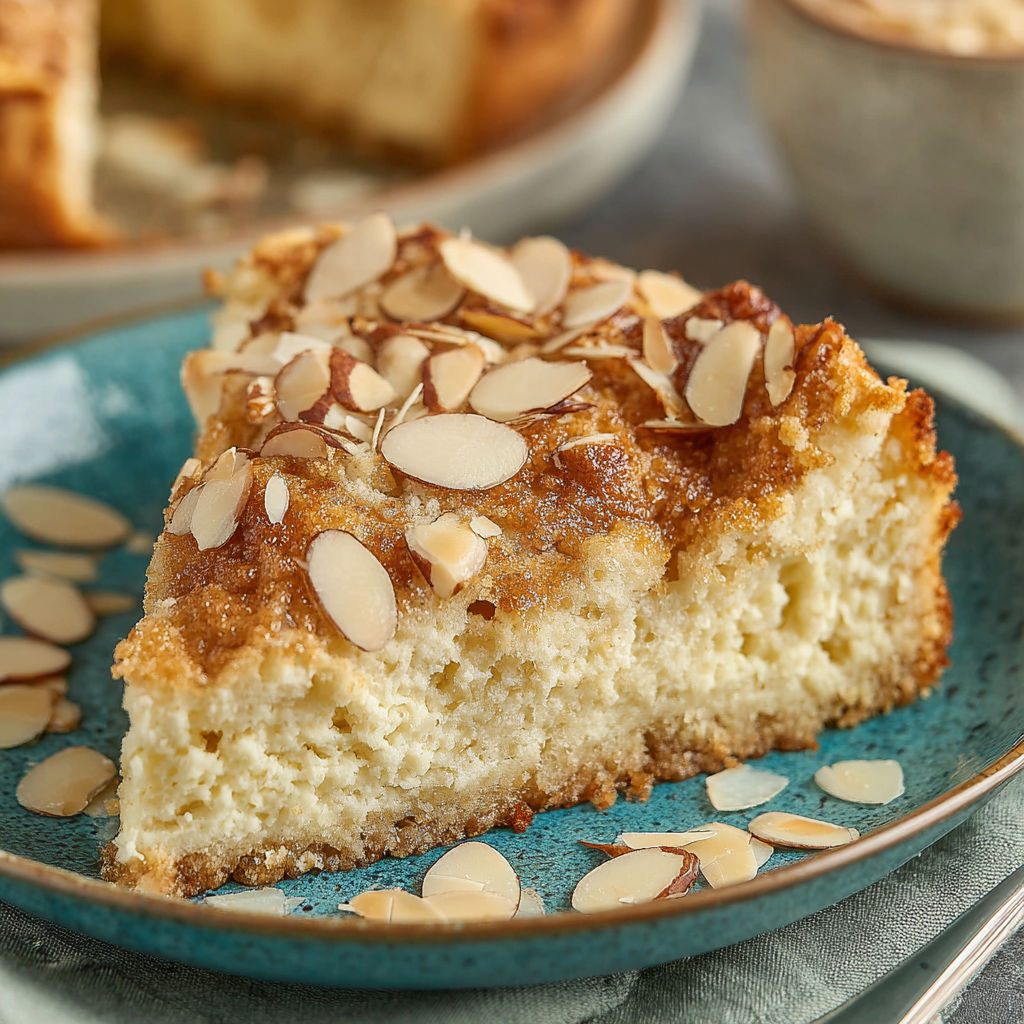 A slice of Mandelkuchen with a zimt-zucker topping.