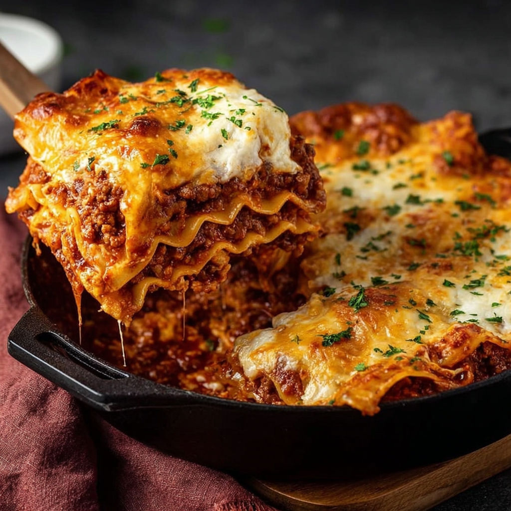 A close up of a delicious lasagna.