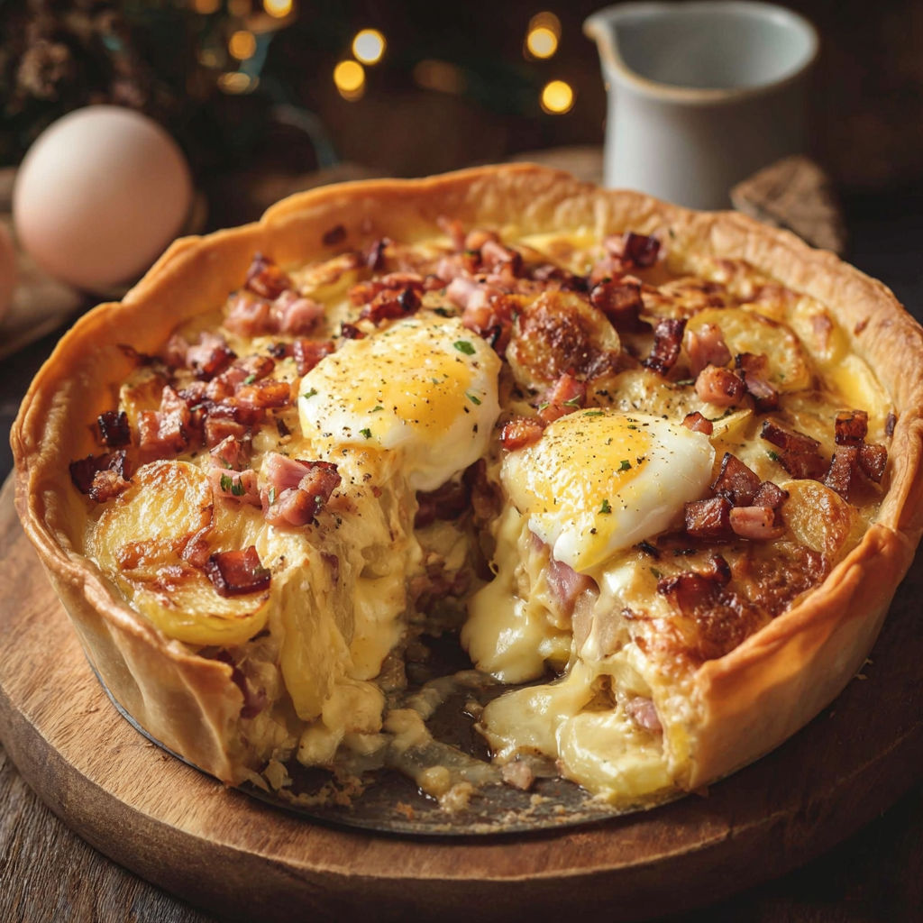 A slice of tarte raclette sans pâte.