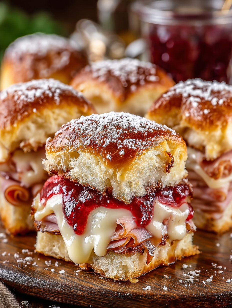 A close up of a sandwich with meat and cheese.