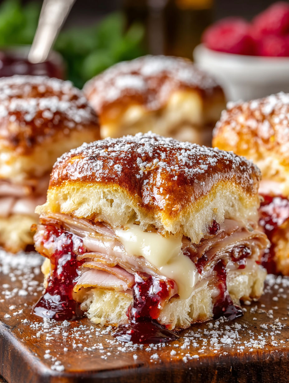 A sandwich with meat and cheese on a plate.