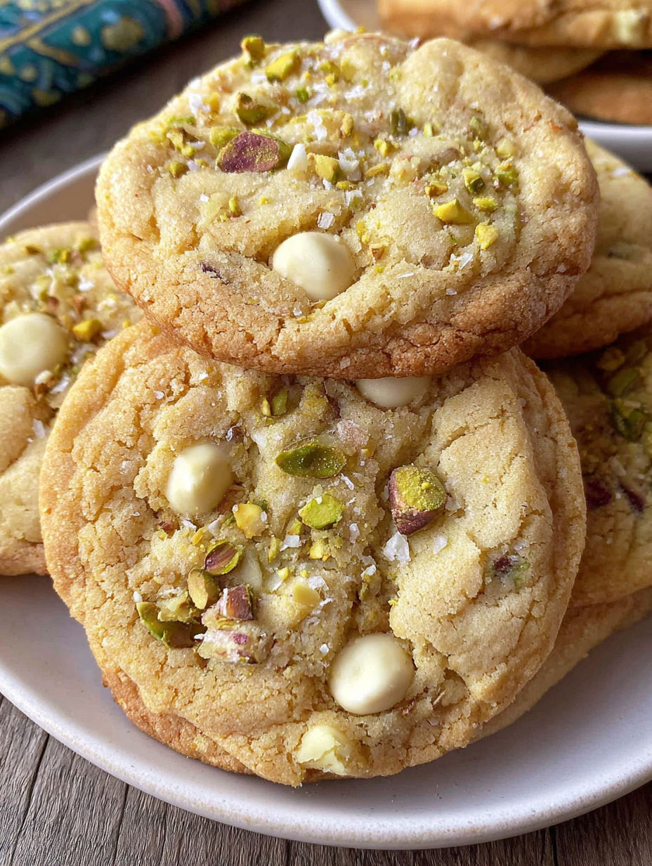 A plate of cookies with white and green toppings.