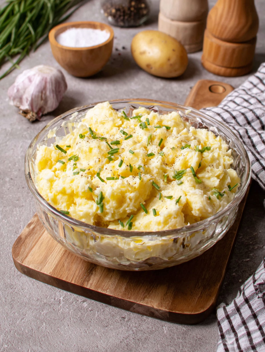 A bowl of potatoes with green herbs on top.