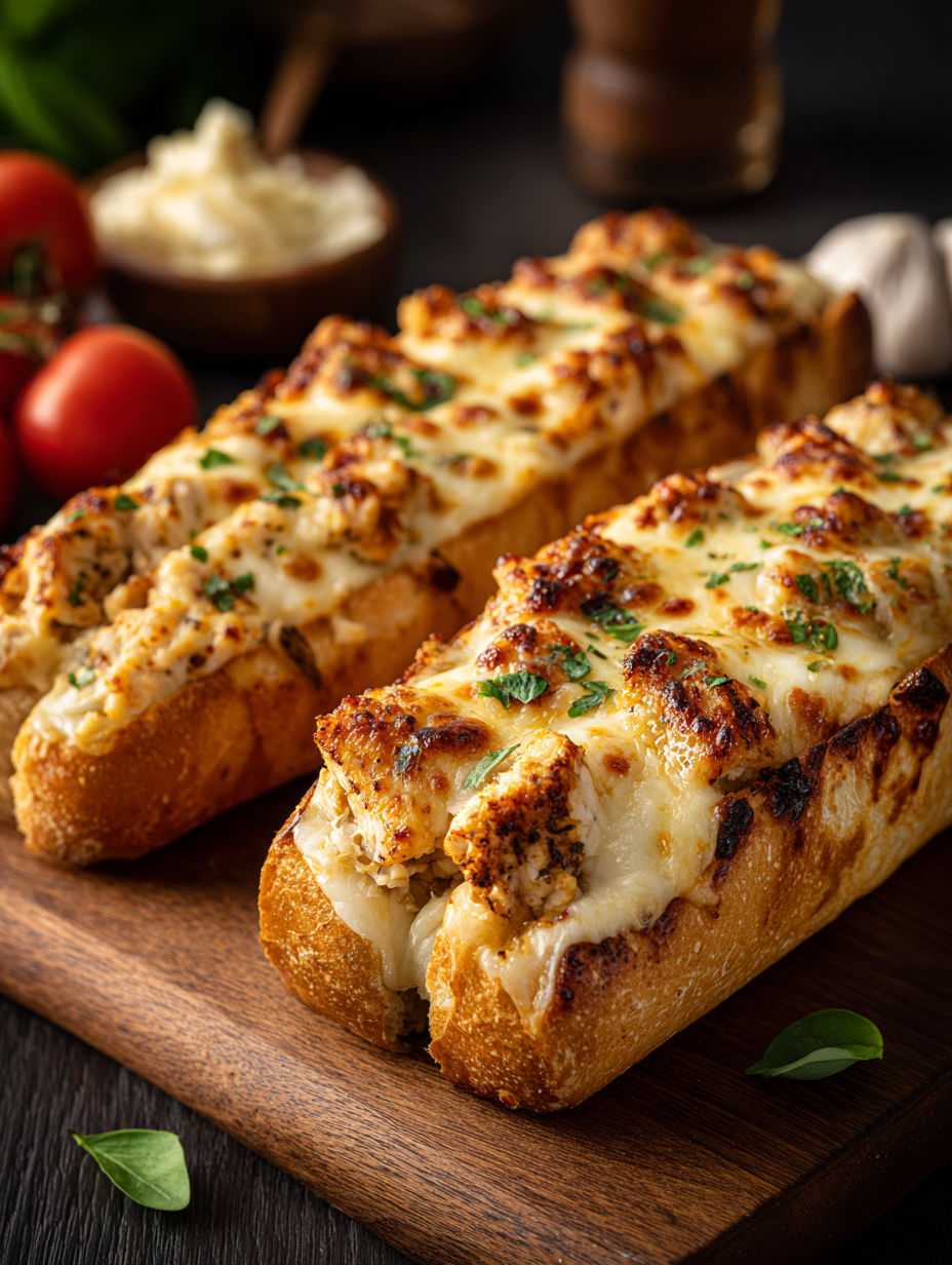 Two Gefüllte Airfryer-Baguettes mit Pute und Mozzarella.