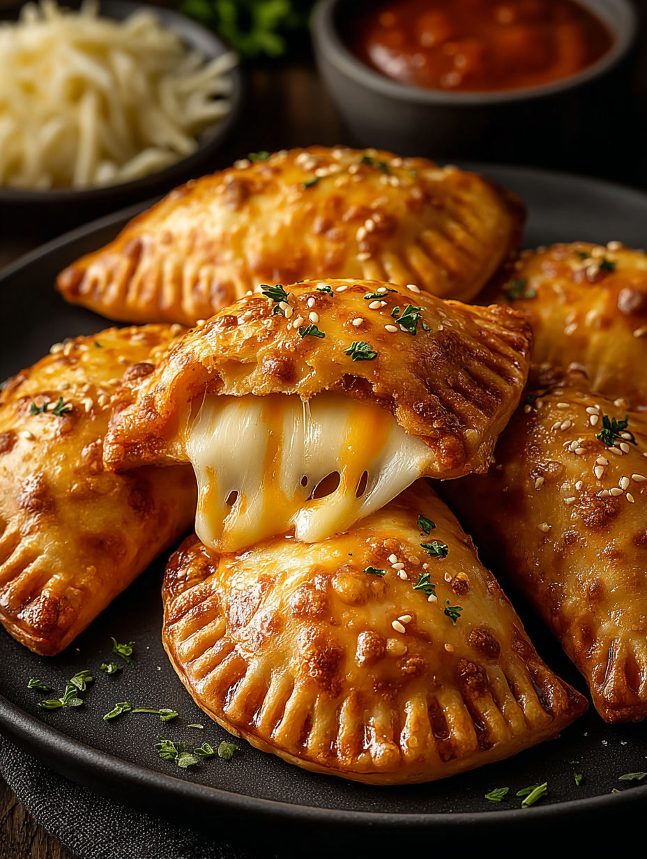 Crispy cheesy snack pockets are a perfect party appetizer.