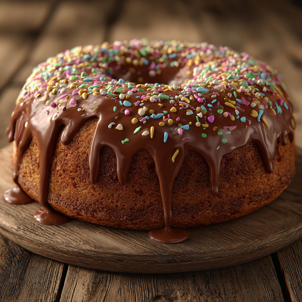 A chocolate covered donut with sprinkles.