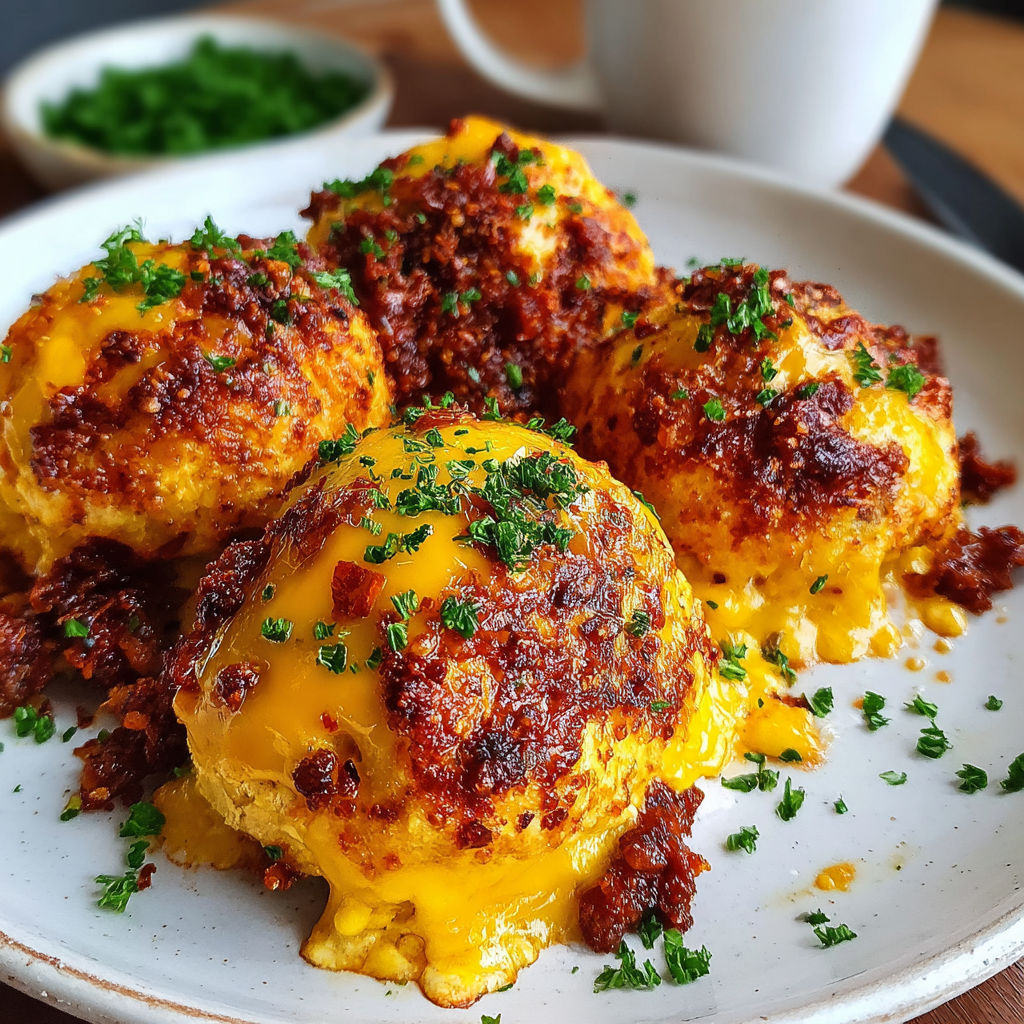 A plate of chili-kaeseballchen low carb.