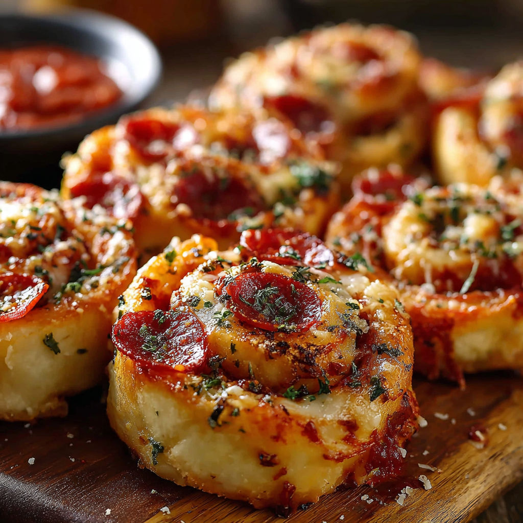 Pepperoni pizza pinwheels recipe easy party appetizer idea.