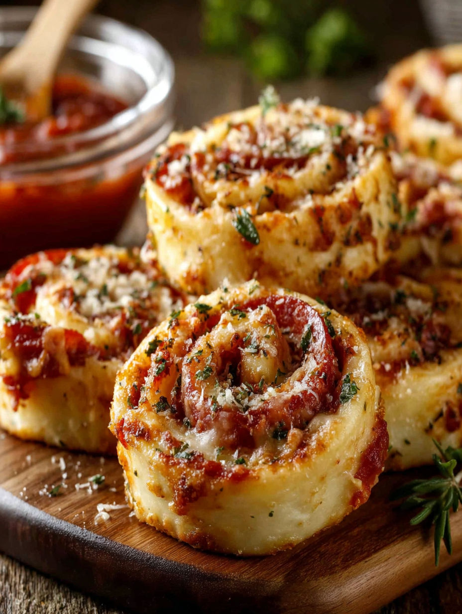 Pepperoni pizza pinwheels are a delicious and easy party appetizer idea.