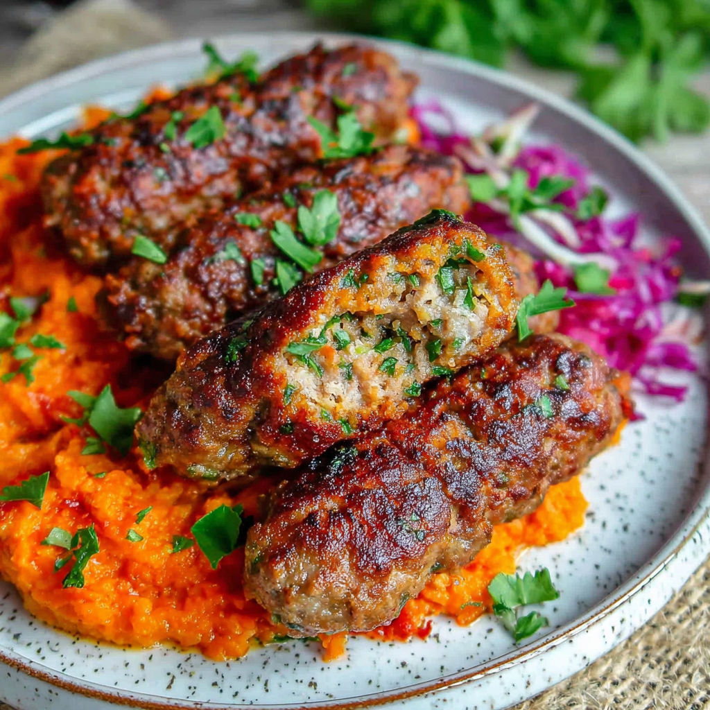 A plate of meat and vegetables.