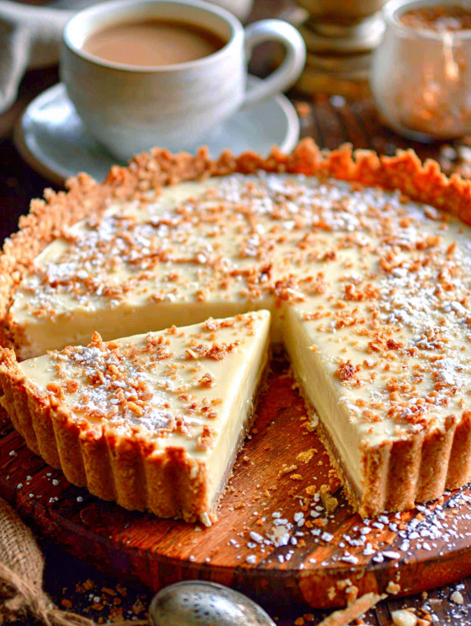 A slice of a mokka witte chocolade taart.