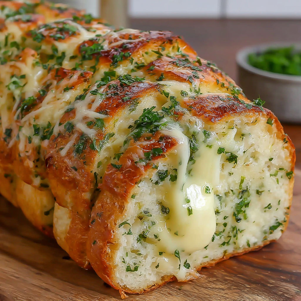 A cheesy garlic and parsley butter bread.