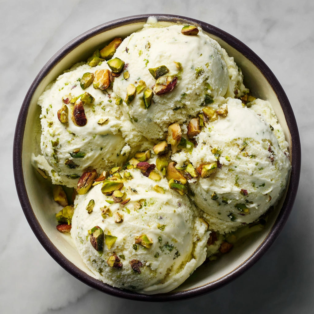A bowl of creamy pistachio cottage cheese ice cream.