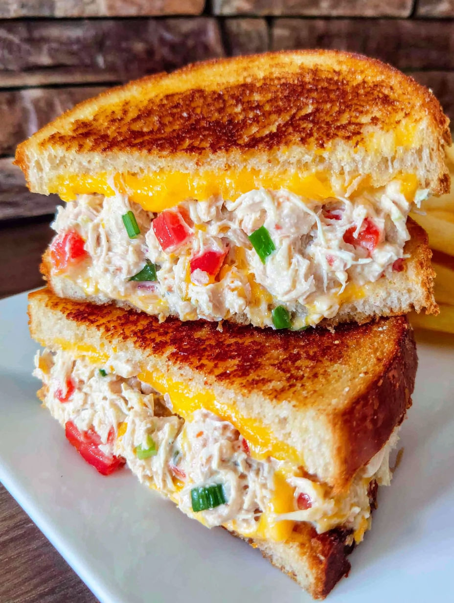 A sandwich with chicken and vegetables on a white plate.