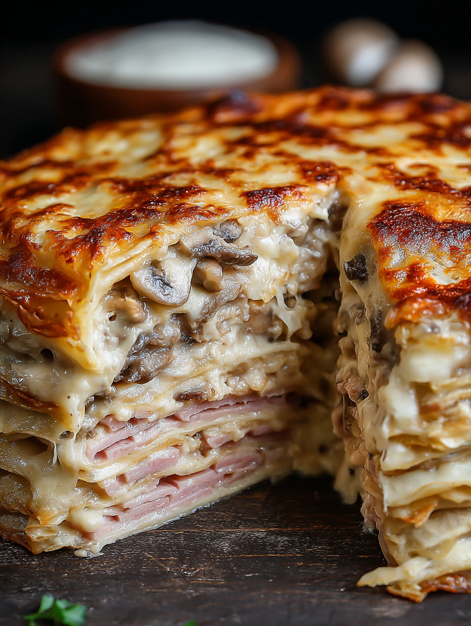 A slice of ham and cheese sandwich.