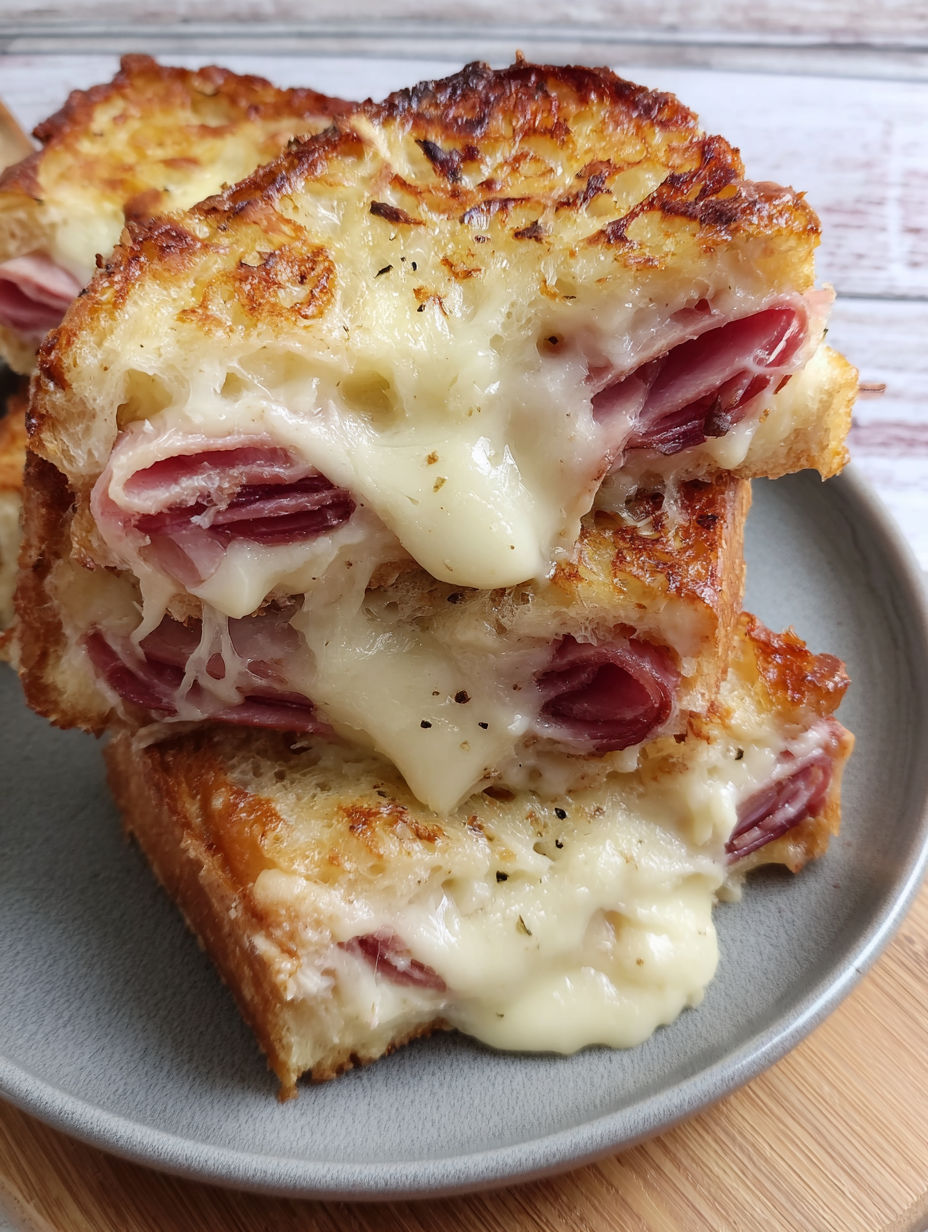 A stack of grilled cheese sandwiches.