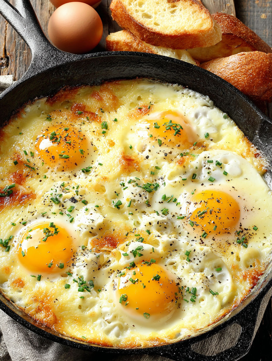 A fried egg in a frying pan.
